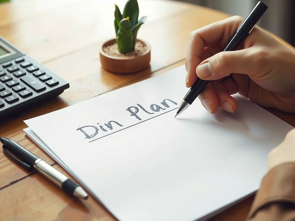 Hand skriver på plan